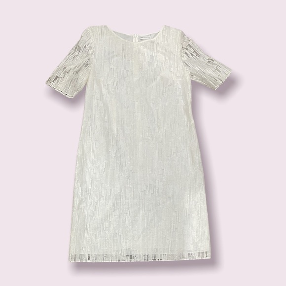 ST. EMILE WHITE SHEER OVERLAY DRESS Sz 10 Very versatile in excellent condition. - Picture 1 of 13